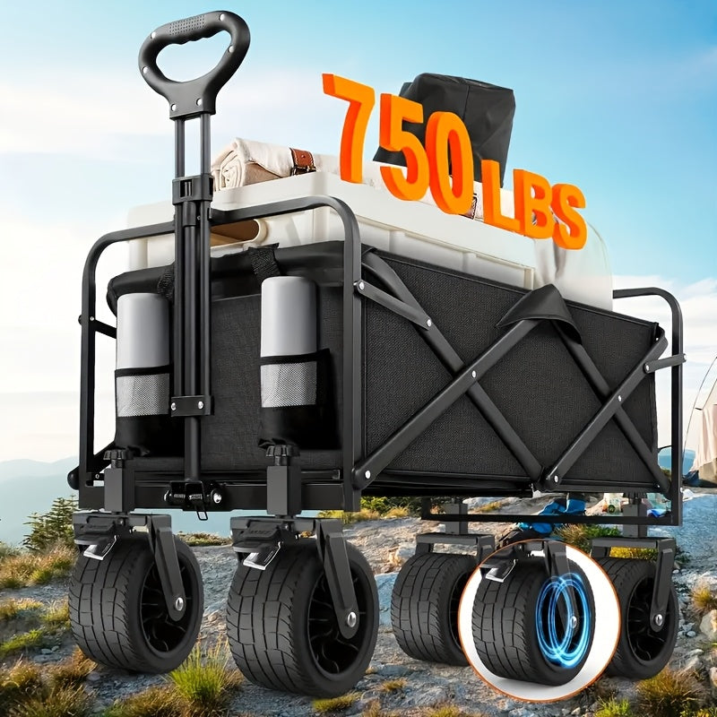 Kitchen Storage Trolley with Foldable, Wheels, Heavy Duty Folding Utility Wagon Cart
