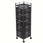 Kitchen Storage Trolley with Space-Saving, Wheels, Lockable - BLACK option