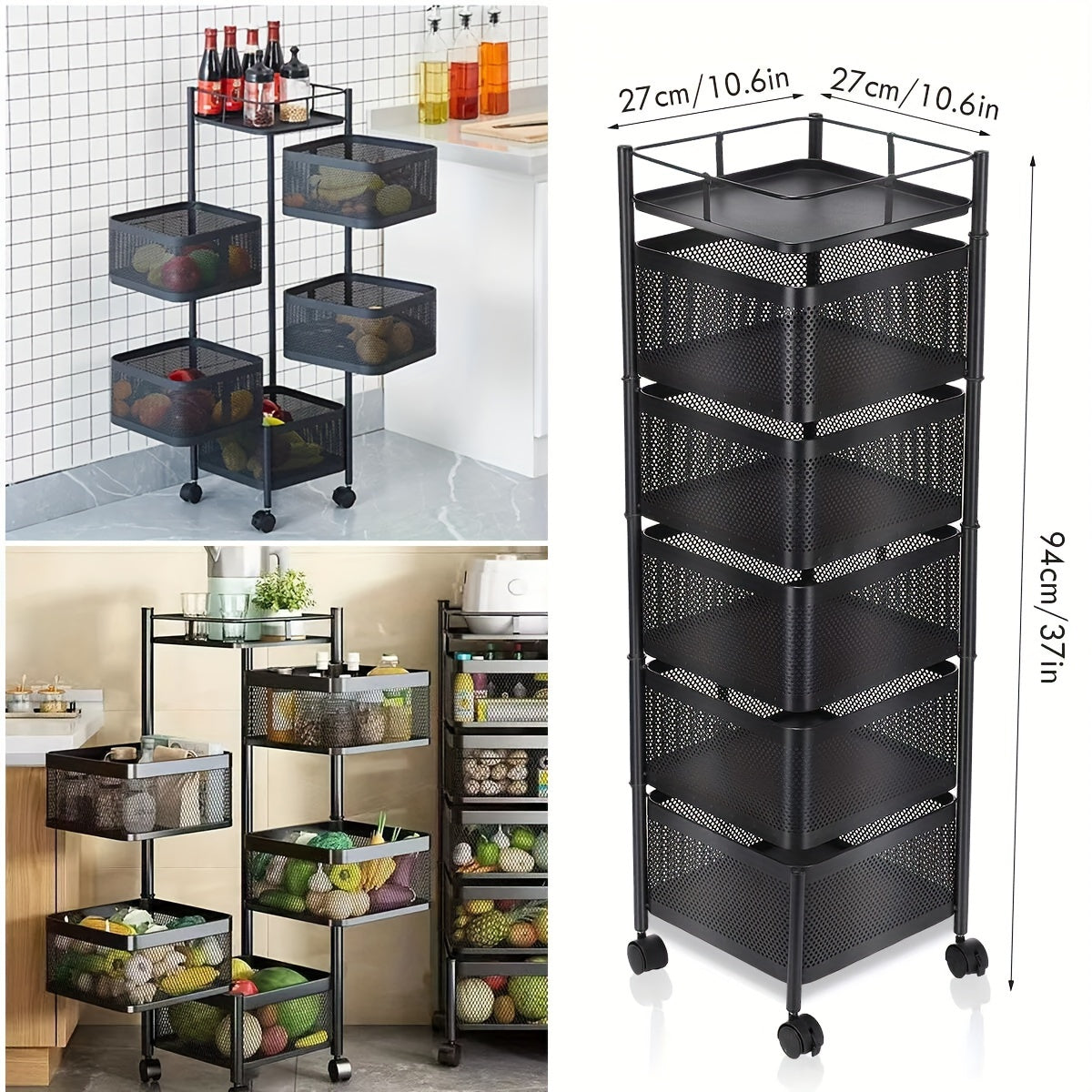 Kitchen Storage Trolley with Space-Saving, Wheels, Lockable - product gallery image 4