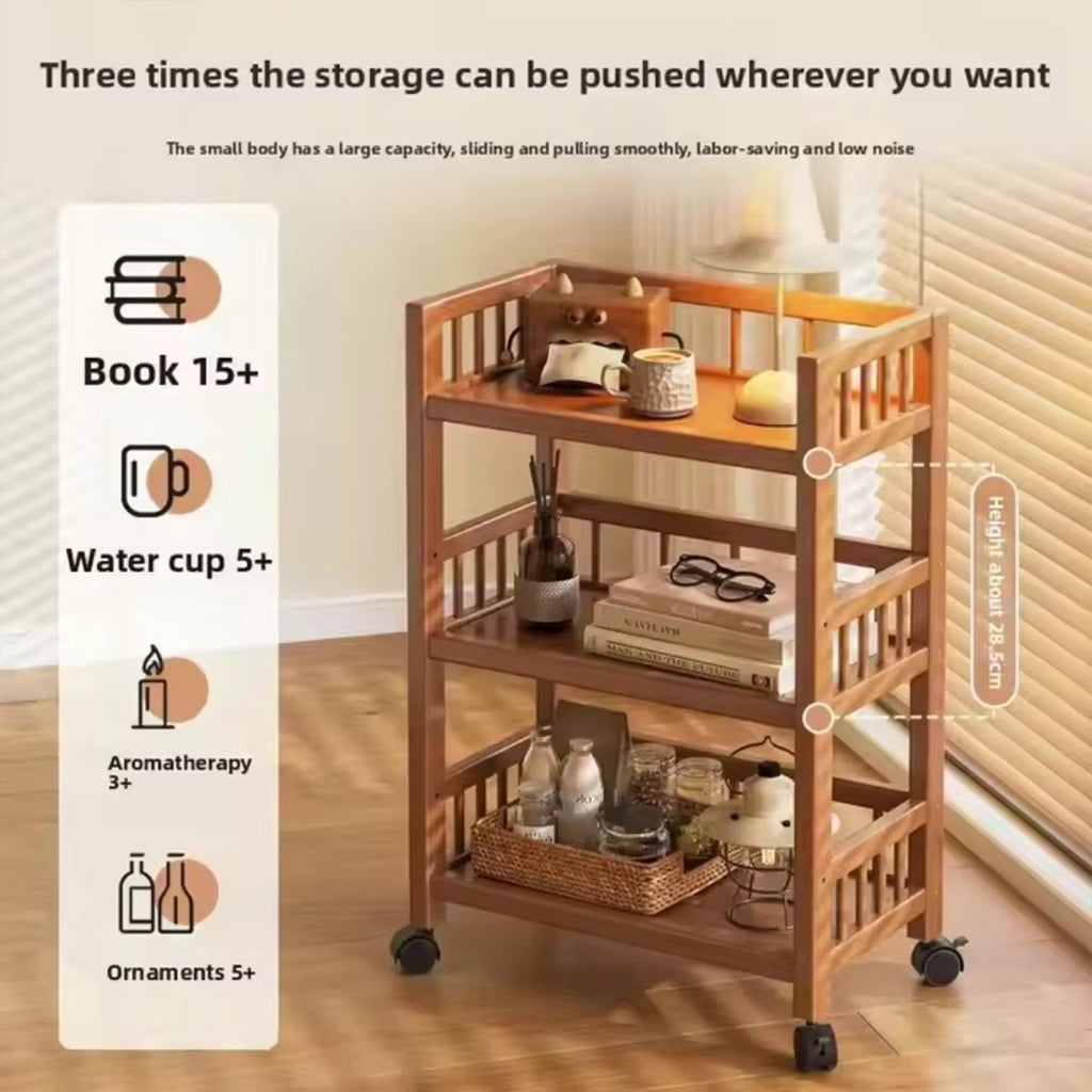 Kitchen Storage Trolley with Space-Saving, Wheels, Wood - product gallery image 10