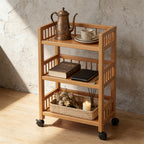 Kitchen Storage Trolley with Space-Saving, Wheels, Wood - product gallery image 3