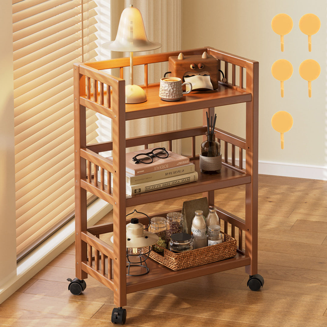 Kitchen Storage Trolley with Space-Saving, Wheels, Wood - product gallery image 5