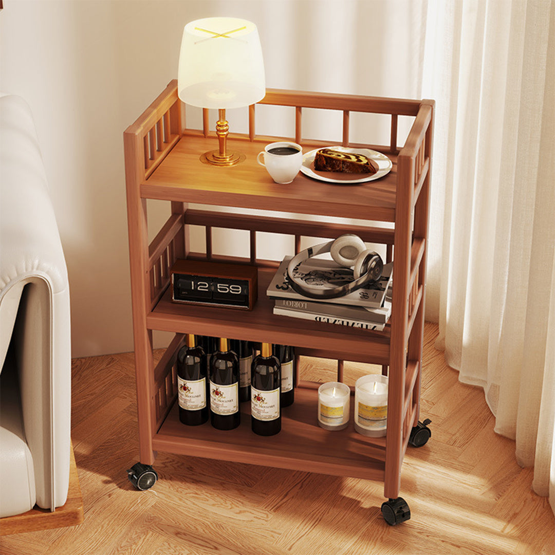 Kitchen Storage Trolley with Space-Saving, Wheels, Wood - product gallery image 8
