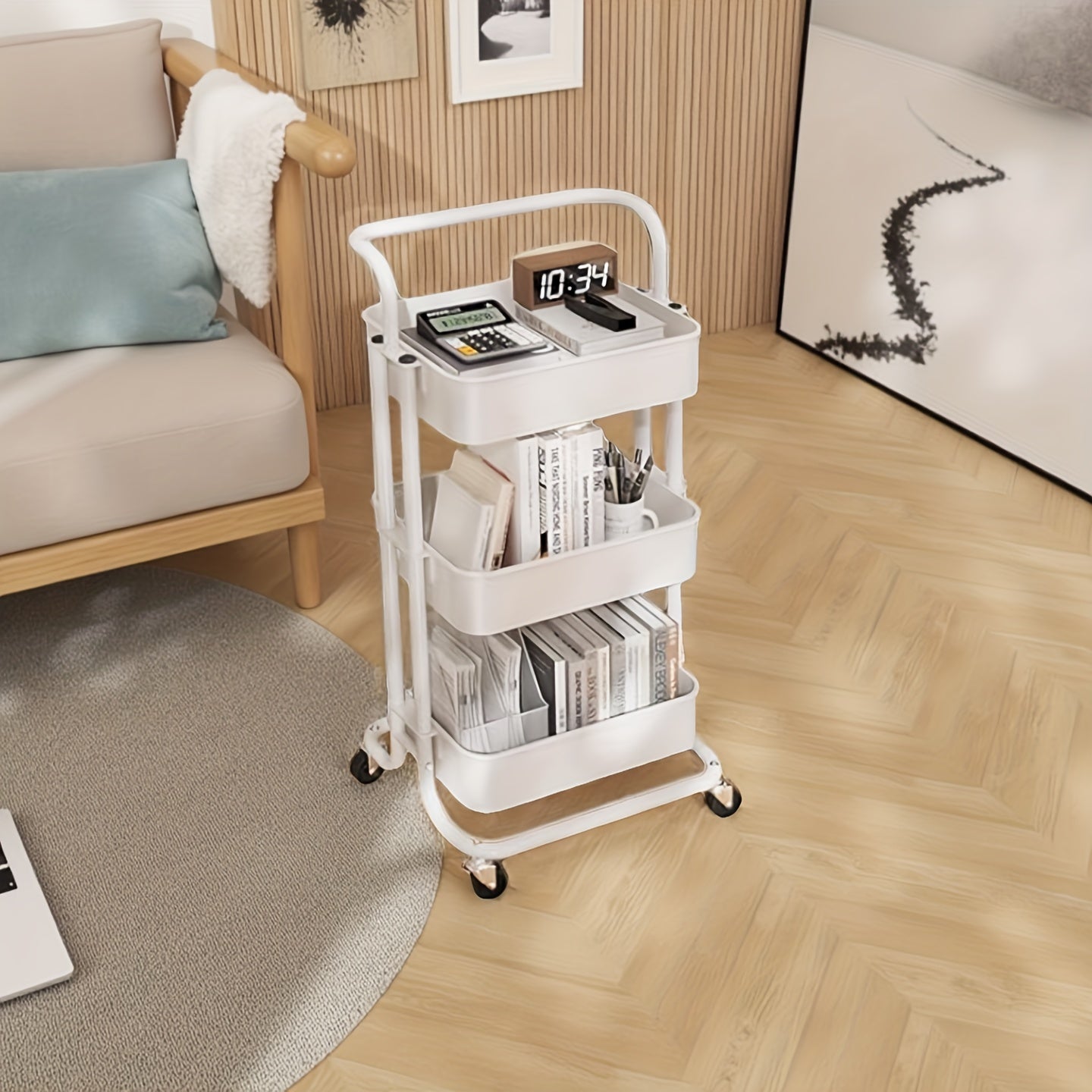 Kitchen Storage Trolley with Water-Resistant, Wheels, Lockable - product gallery image 11