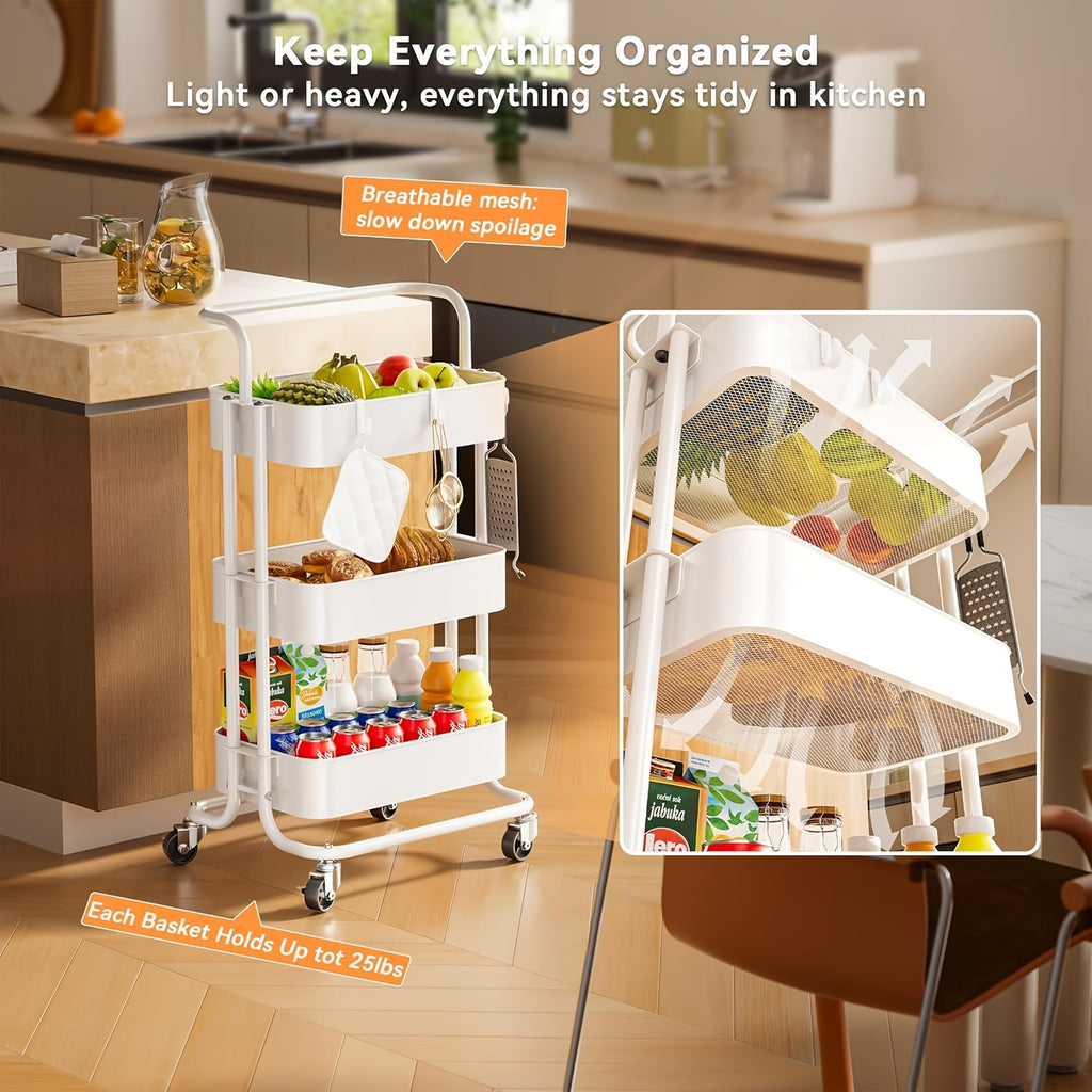 Kitchen Storage Trolley with Water-Resistant, Wheels, Lockable - product gallery image 13