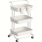 Kitchen Storage Trolley with Water-Resistant, Wheels, Lockable - White option
