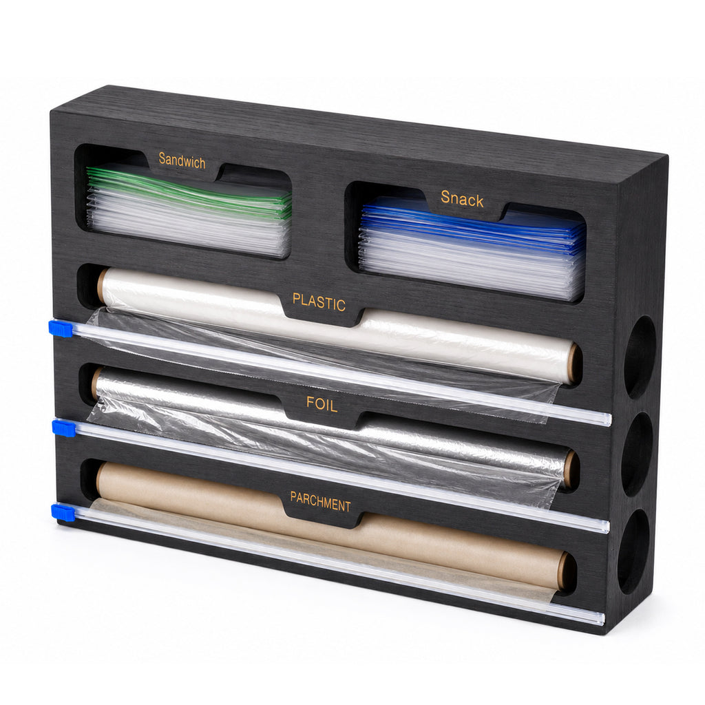 Kitchen Wrap Dispenser with Bamboo, Five-in-One Bamboo Three Cutters - product gallery image 15