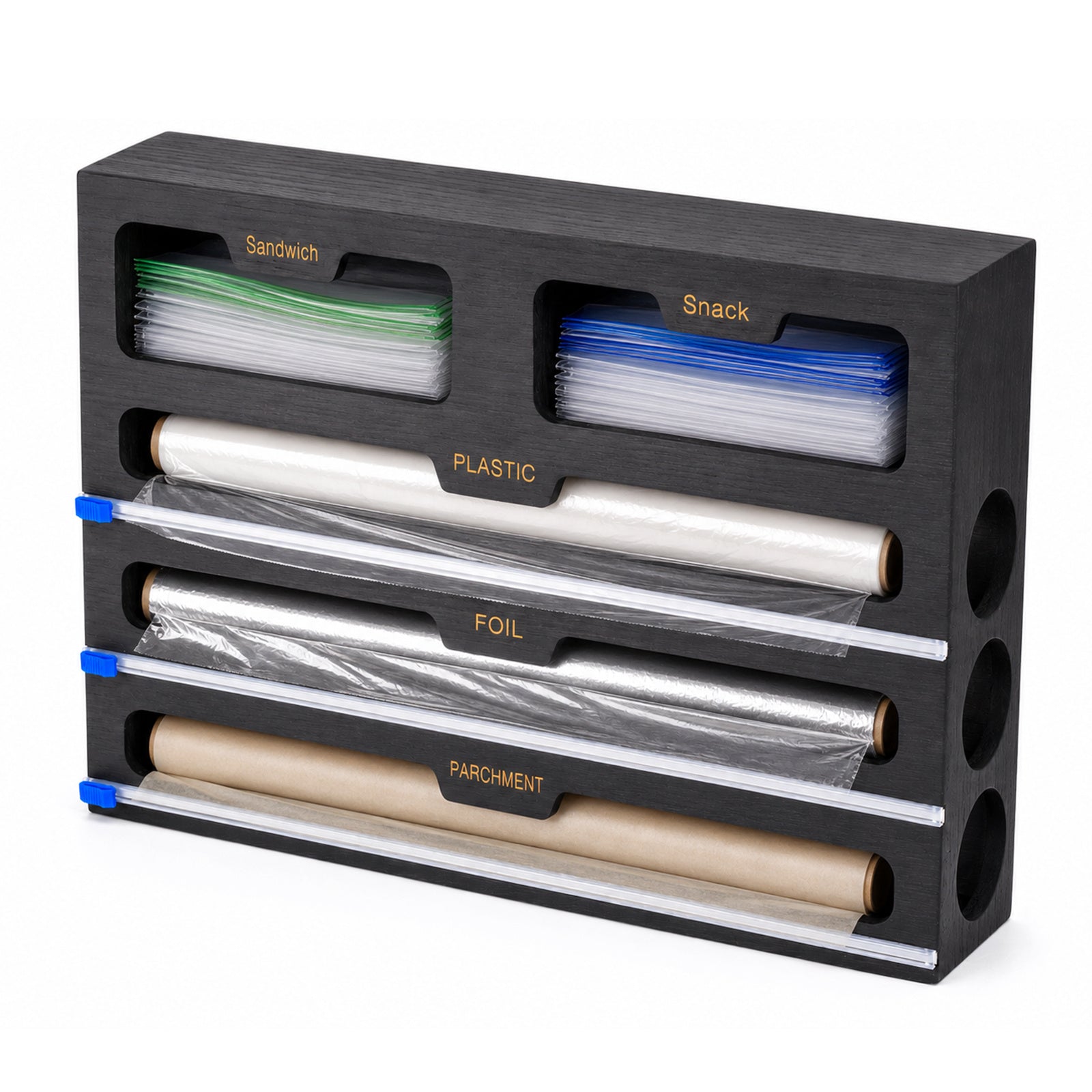 Kitchen Wrap Dispenser with Bamboo, Five-in-One Bamboo Three Cutters - product gallery image 15
