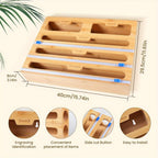 Kitchen Wrap Dispenser with Bamboo, Five-in-One Bamboo Three Cutters - product gallery image 3