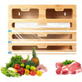 Kitchen Wrap Dispenser with Bamboo, Five-in-One Bamboo Three Cutters
