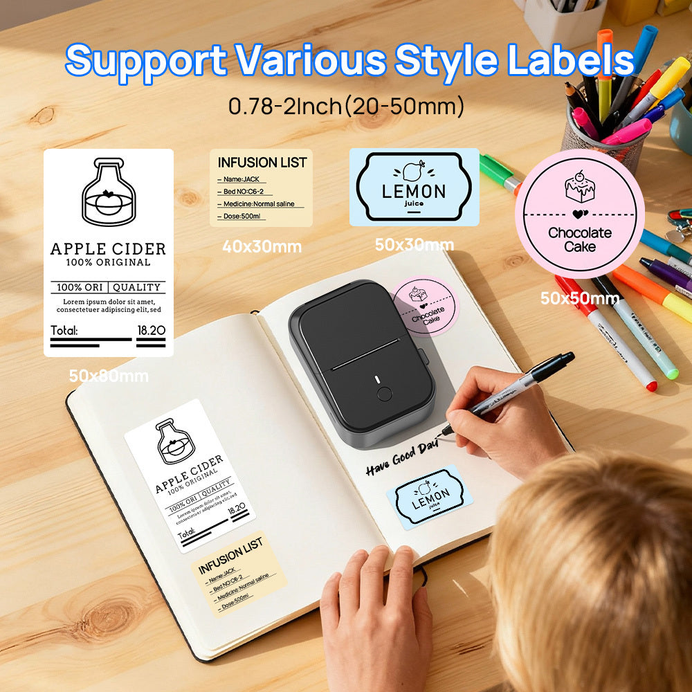 Label Maker with Wireless, Glass, PM260B Wireless Thermal 203DPI HD Printing - product gallery image 2