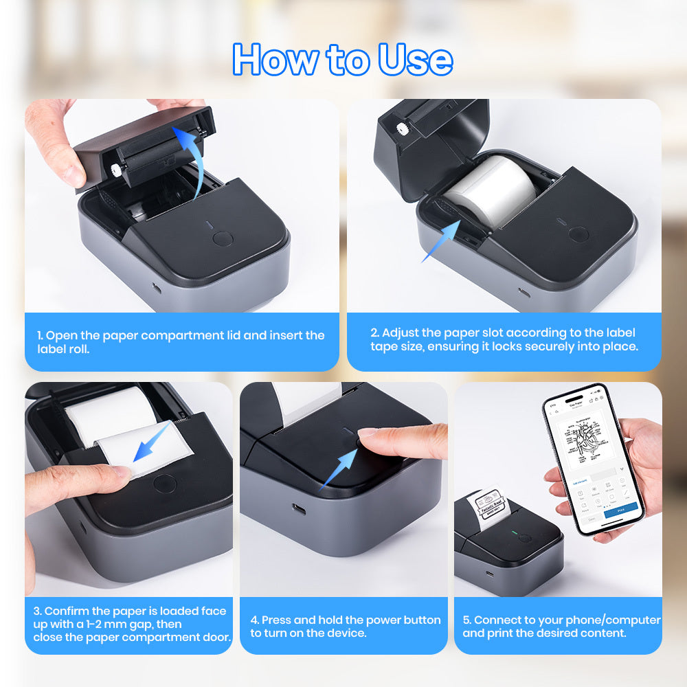 Label Maker with Wireless, Glass, PM260B Wireless Thermal 203DPI HD Printing - product gallery image 6