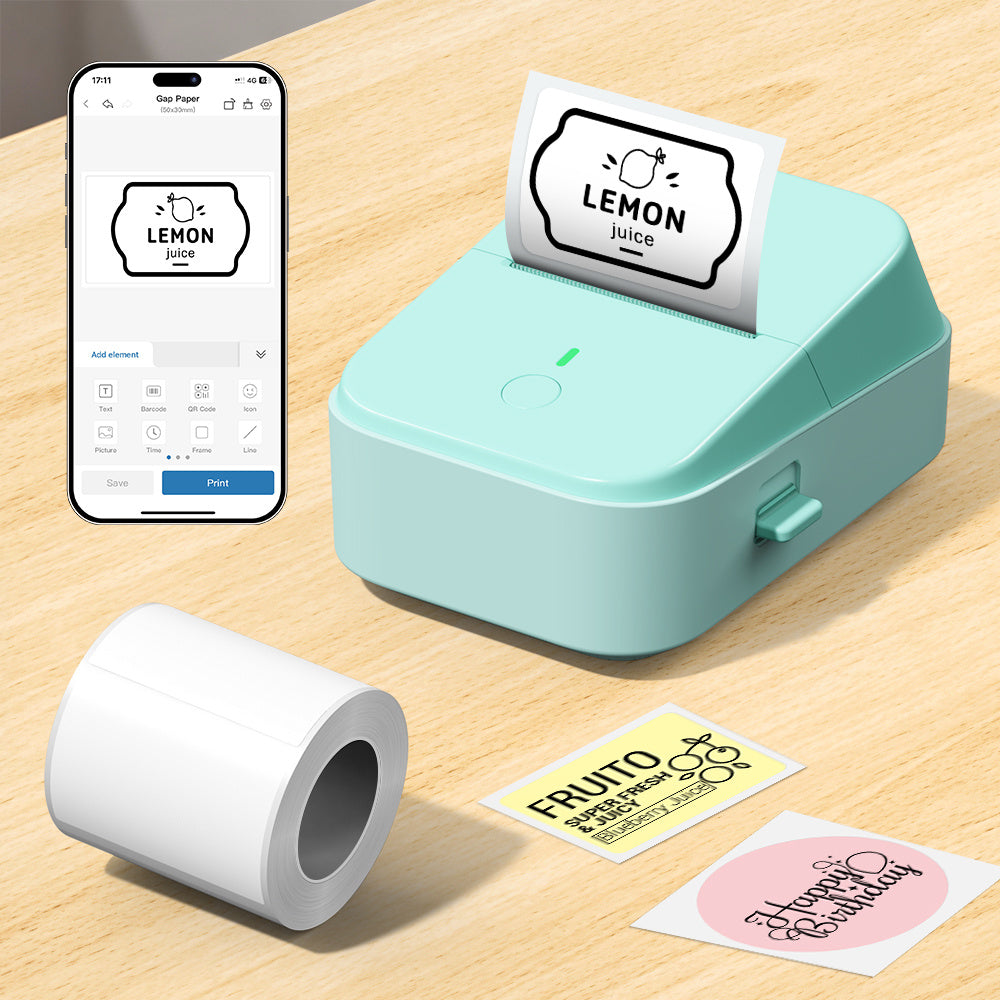 Label Maker with Wireless, Glass, PM260B Wireless Thermal 203DPI HD Printing - Green option