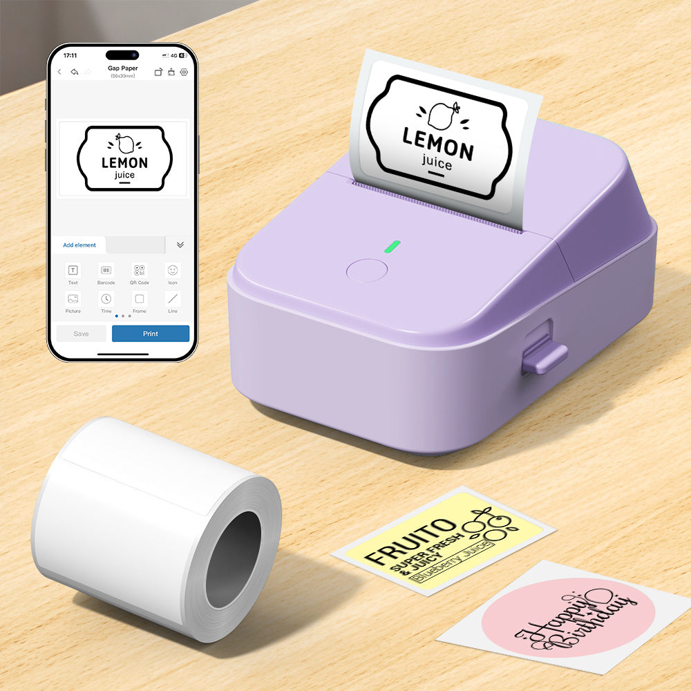 Label Maker with Wireless, Glass, PM260B Wireless Thermal 203DPI HD Printing - Purple option