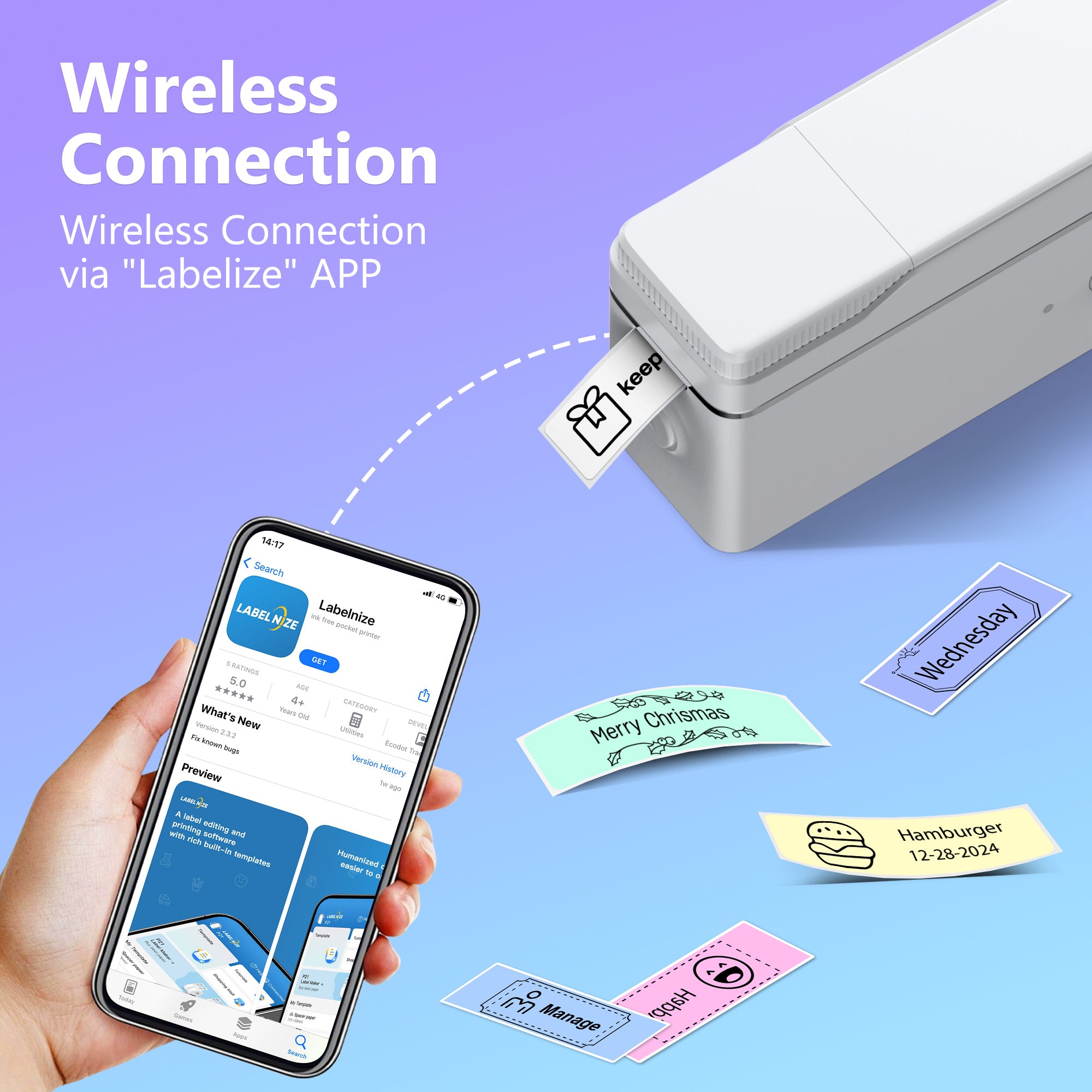 Label Maker with Wireless, P31 Label Maker, P31S Mini Wireless Thermal Printer - product gallery image 5