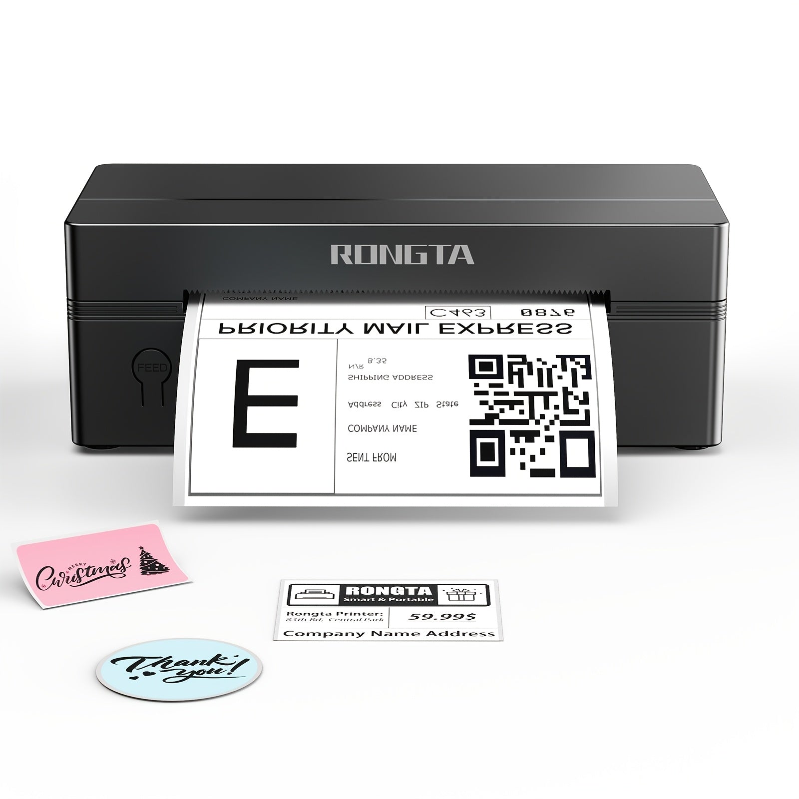 Label Printer Rongta RP425 Wireless Thermal 4x6 Compact with Space-Saving - Black option