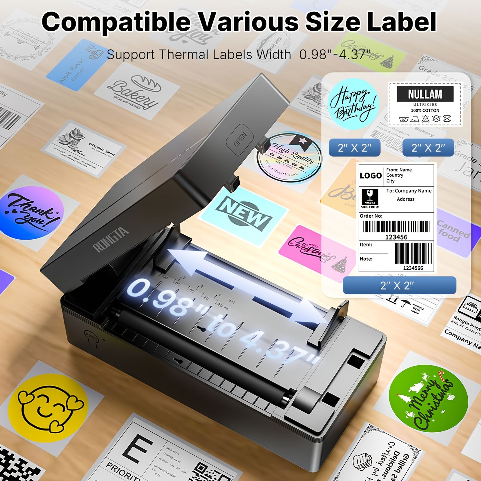 Label Printer Rongta RP425 Wireless Thermal 4x6 Compact with Space-Saving - product gallery image 4