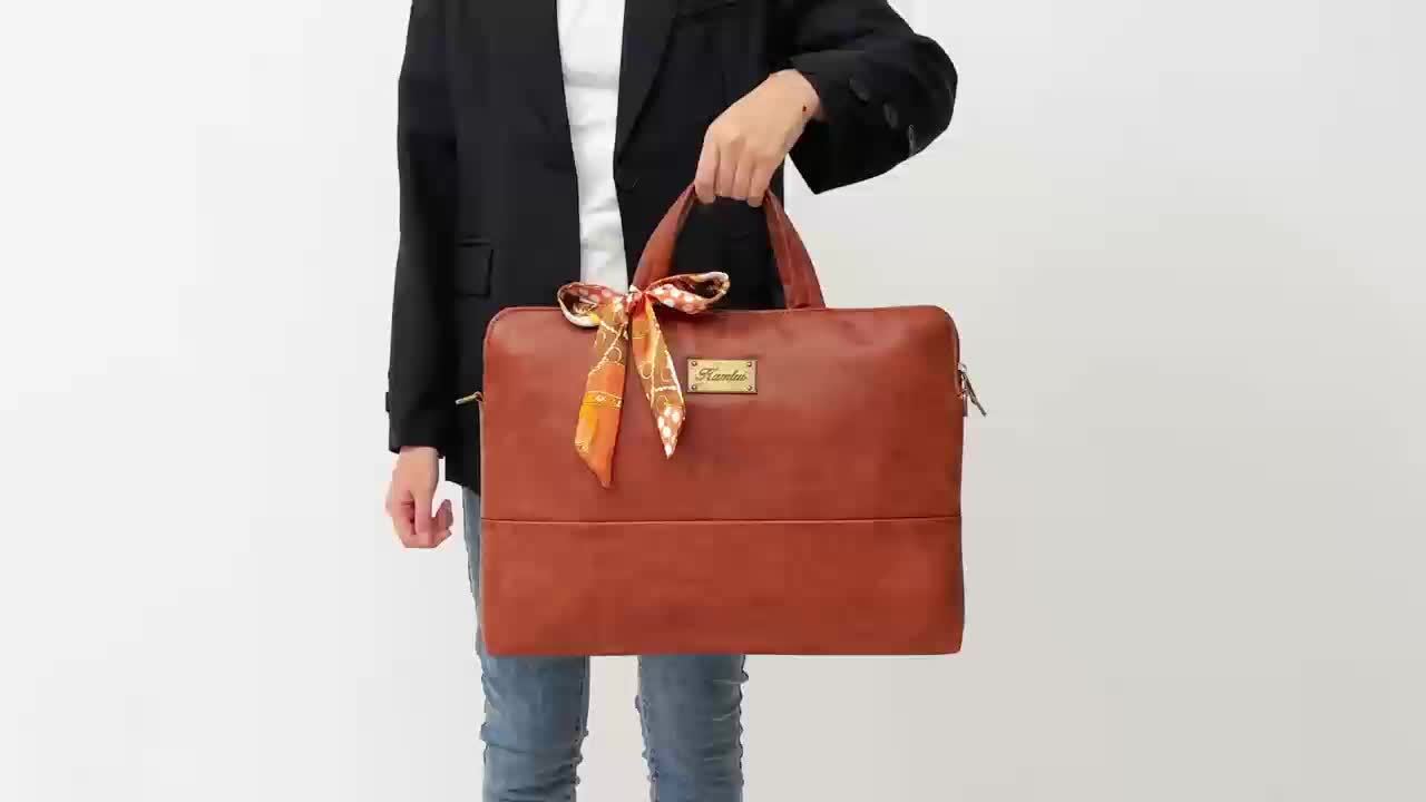 Laptop Bag with Leather, 15.6/16in, Women's 15.6 Inch Tote PU Leather - product gallery image 12