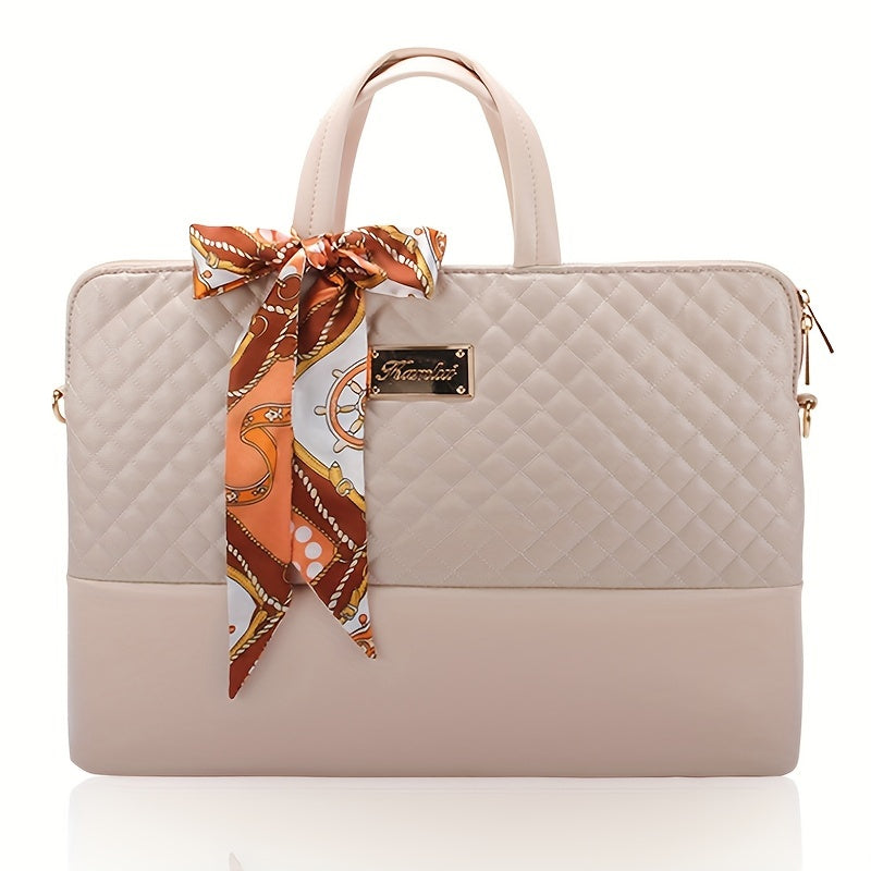 Laptop Bag with Leather, 15.6/16in, Women's 15.6 Inch Tote PU Leather - Off White, 15.6/16in option