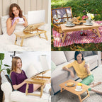 Laptop Desk with Foldable, Pull-Out, Wood, Bamboo Lap Drawer Eco Foldable Tray - product gallery image 3