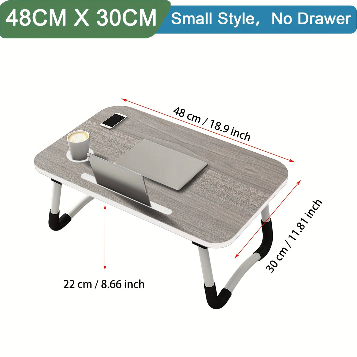 Laptop Desk with Foldable, Wood, Bed Table Foldable Legs Cup Slot - product gallery image 4