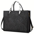 Laptop Tote Bag with 15.6in, Metal, Black 15.6in Floral Texture Scarf Detail - Black option