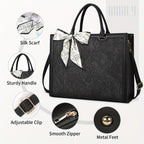 Laptop Tote Bag with 15.6in, Metal, Black 15.6in Floral Texture Scarf Detail - product gallery image 3