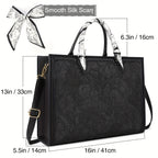 Laptop Tote Bag with 15.6in, Metal, Black 15.6in Floral Texture Scarf Detail - product gallery image 5
