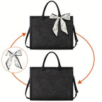 Laptop Tote Bag with 15.6in, Metal, Black 15.6in Floral Texture Scarf Detail - product gallery image 8