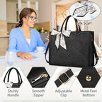 Laptop Tote Bag with 15.6in, Metal, Black 15.6in Floral Texture Scarf Detail