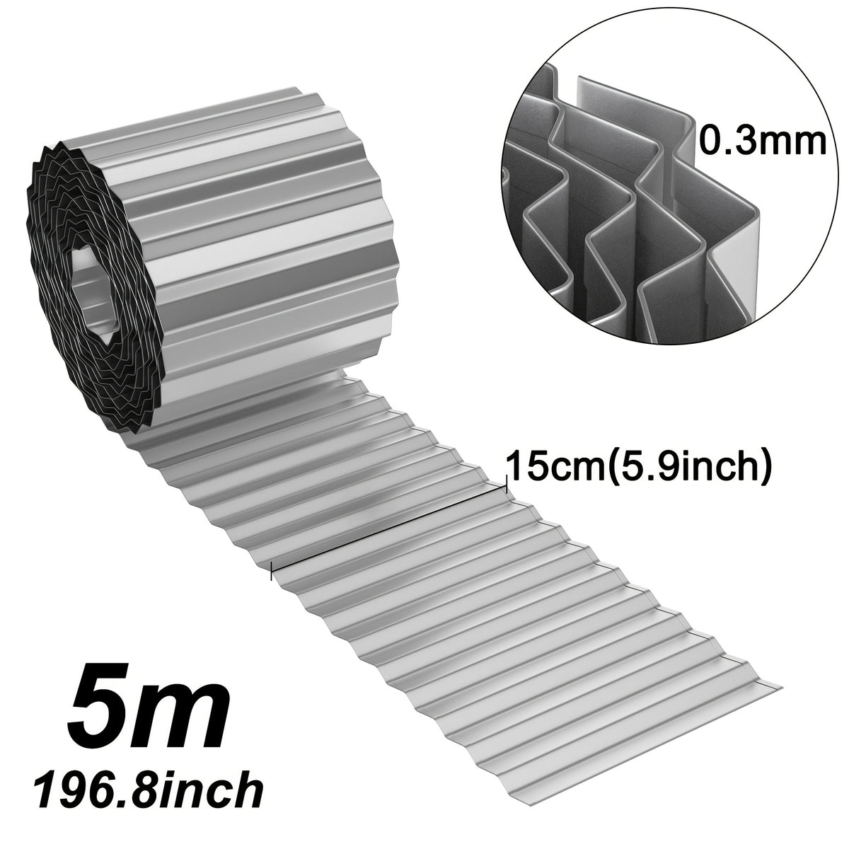 Lawn Edging with 15cm, 18cm, Metal, Galvanised Metal Wave Design Flexible Steel - product gallery image 2