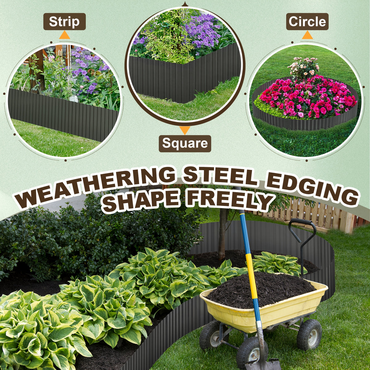 Lawn Edging with 15cm, 18cm, Metal, Galvanised Metal Wave Design Flexible Steel - product gallery image 3