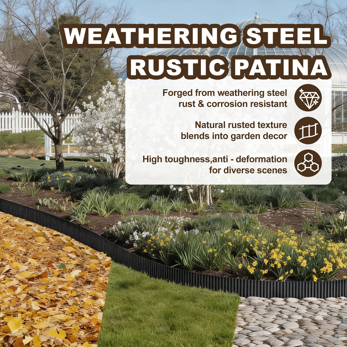 Lawn Edging with 15cm, 18cm, Metal, Galvanised Metal Wave Design Flexible Steel - product gallery image 6