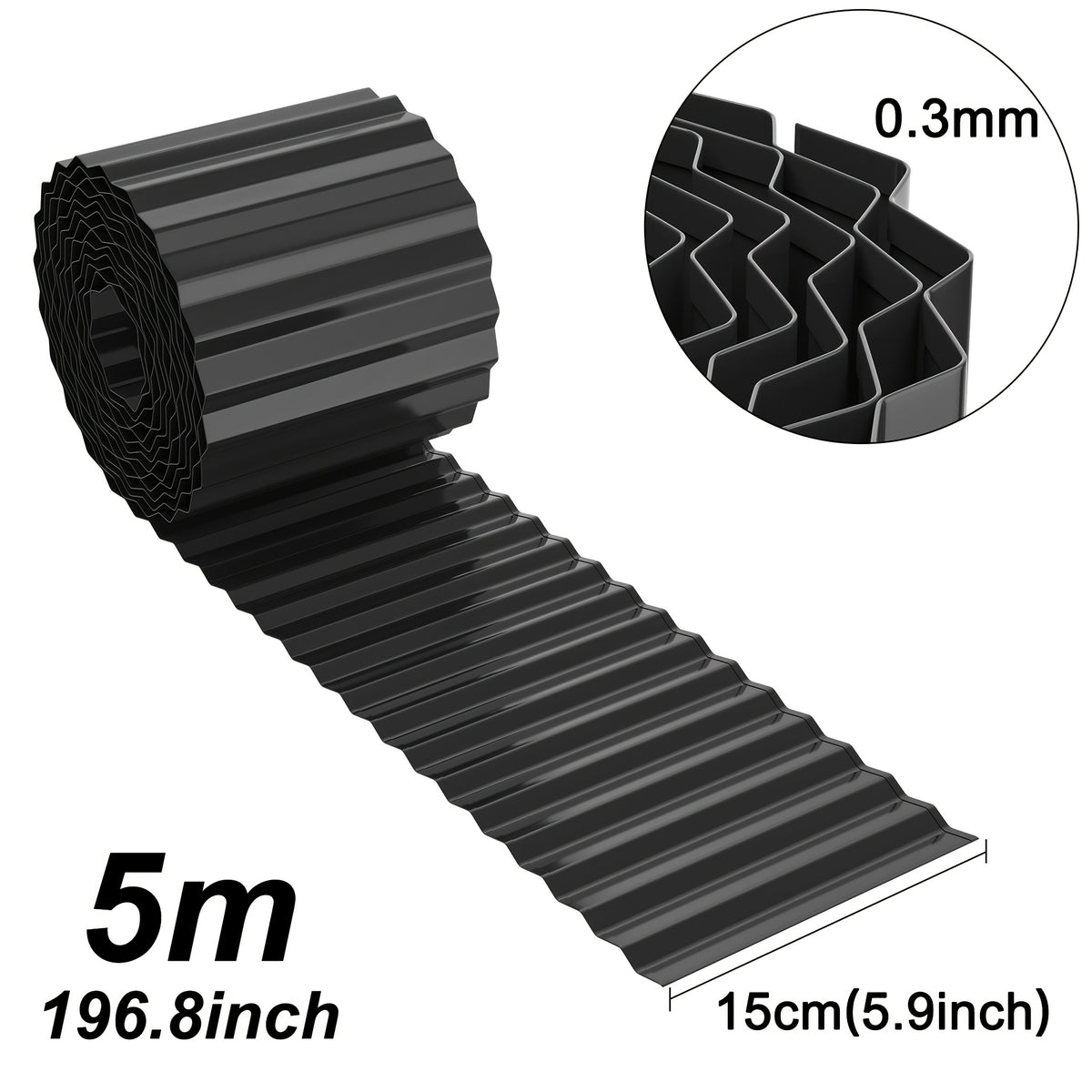 Lawn Edging with 15cm, 18cm, Metal, Galvanised Metal Wave Design Flexible Steel - product gallery image 9