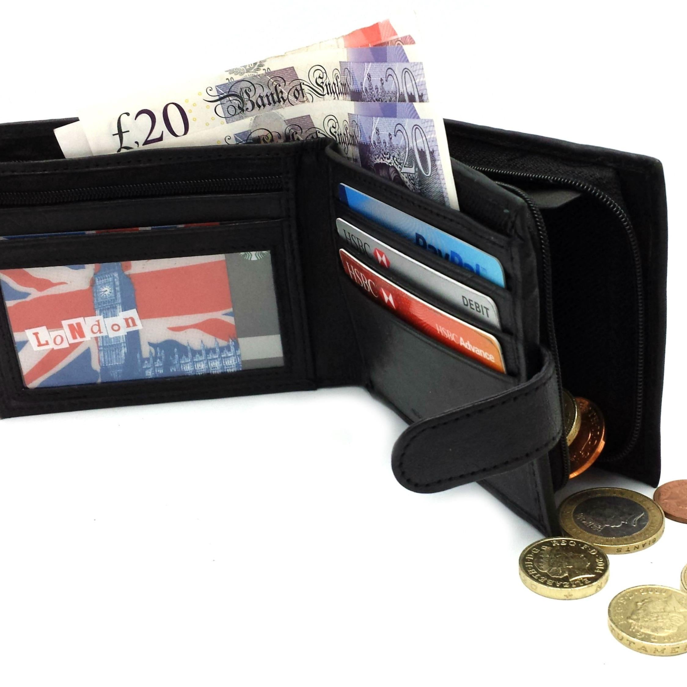 Leather Wallet with Lockable, Metal, 7 Card, RFID Blocking Mens Genuine Buono Pelle - product gallery image 6