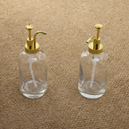 Liquid Dispenser with 500ml, Metal, 2pcs, Glass 2pcs Gold Press Pump Bottle - product gallery image 9