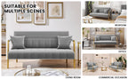 Loveseat Sofa with Space-Saving, 143cm, Metal, Velvet Gold Metal Arms Legs Pillows - product gallery image 8