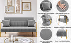 Loveseat Sofa with Space-Saving, 143cm, Metal, Velvet Gold Metal Arms Legs Pillows - product gallery image 9