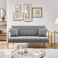 Loveseat Sofa with Space-Saving, 143cm, Metal, Velvet Gold Metal Arms Legs Pillows - Light Gray option