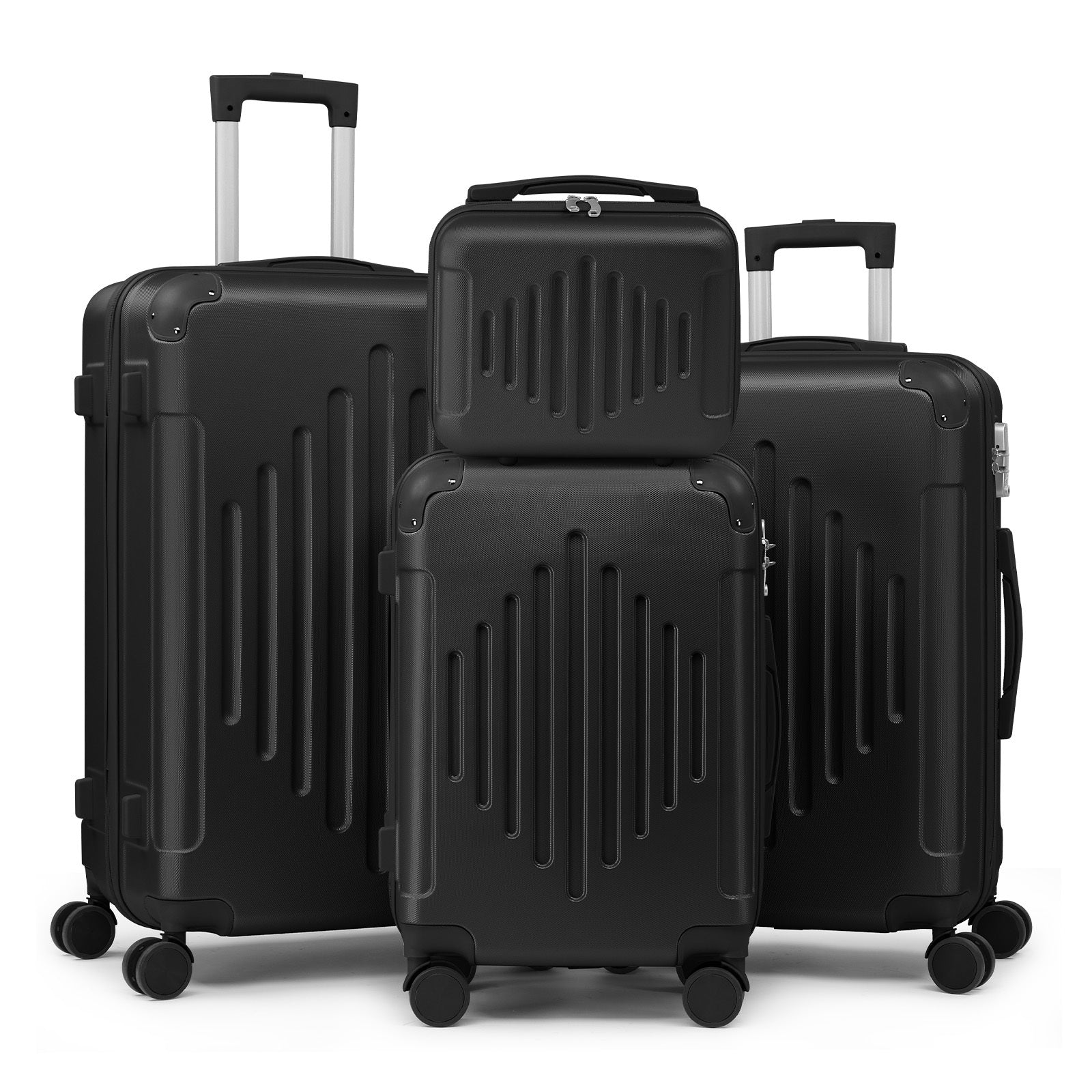 Luggage Set with Spinner Wheels, 4 Piece for travel, Black - Black option