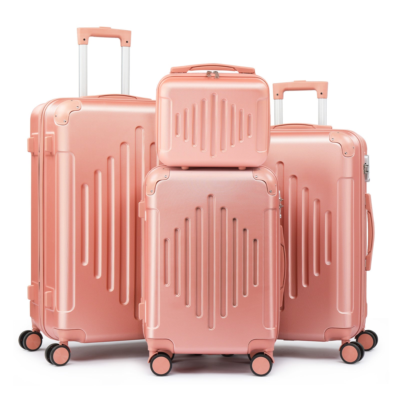 Luggage Set with Spinner Wheels, 4 Piece for travel, Black - Rose golden option