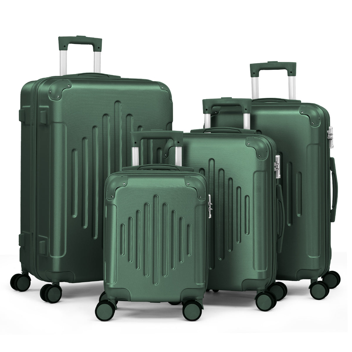 Luggage Set with Spinner Wheels, 5 Piece, 4/5 Piece Green Hard Shell Spinner - Green, 4 PCs option