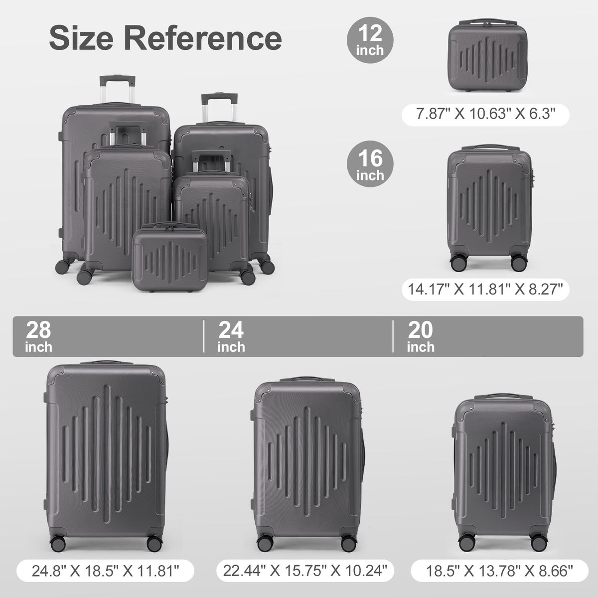 Luggage Set with Spinner Wheels, 5-Piece Hard Shell Inch Spinner Wheels - product gallery image 5