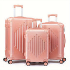 Luggage Set with Spinner Wheels, Diamond Stripe ABS Trolley Suitcase Inch - product gallery image 2