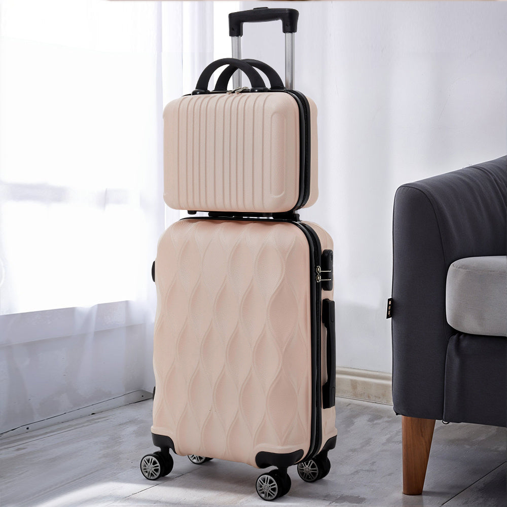 Luggage Set with Spinner Wheels, Telescopic Handle, Wheels - Pink-20inches-35*20*58cm-2piece option
