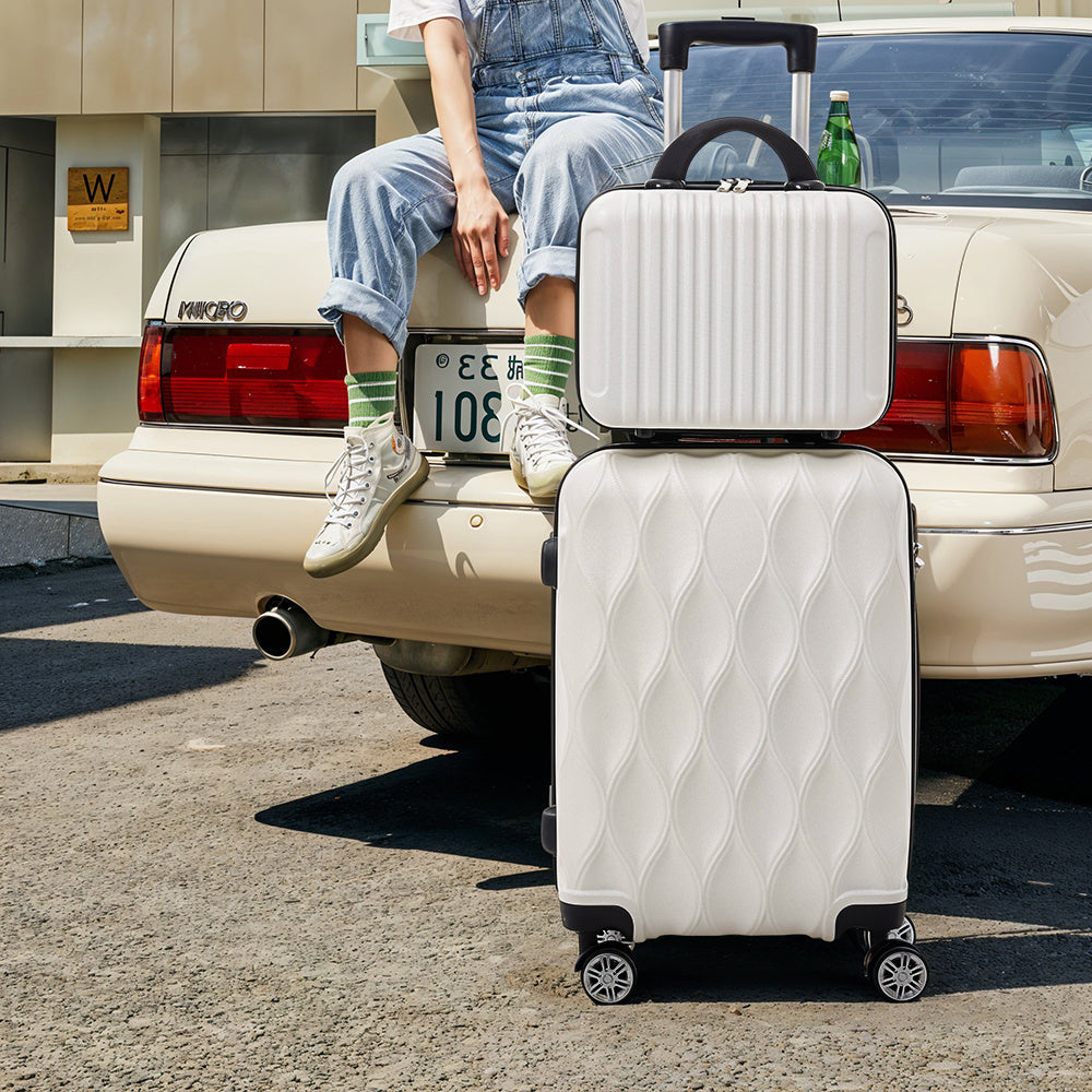 Luggage Set with Spinner Wheels, Telescopic Handle, Wheels - White-20inches-35*20*58cm-2piece option