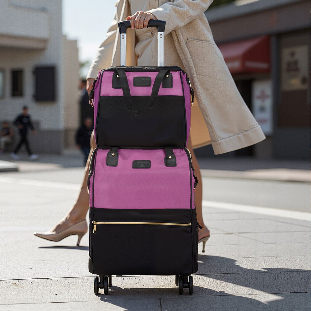 Luggage Set with Spinner Wheels, Telescopic Handle, Wheels, 2 Piece - 2 Piece-Purple option