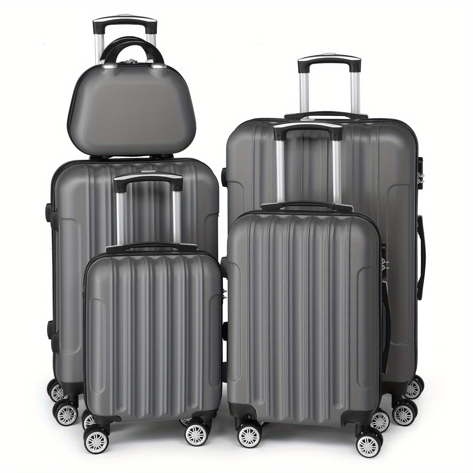 Luggage Set with Spinner Wheels, Telescopic Handle, Wheels, 5 Piece - Grey option