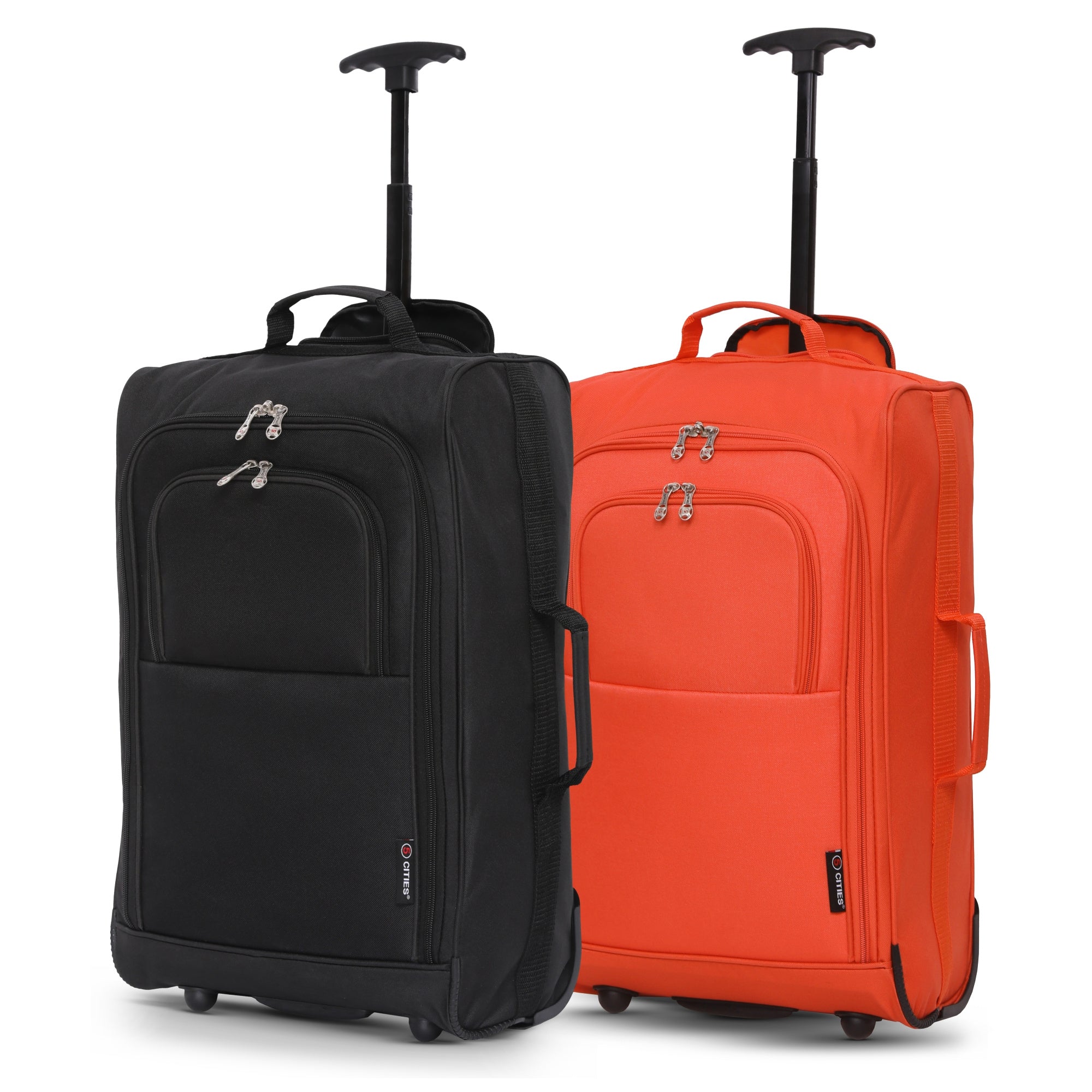 Luggage Set with Wheels, 55cm, Cabin Suitcase of Cities 21"/55cm Lightweight - Orange + Black option