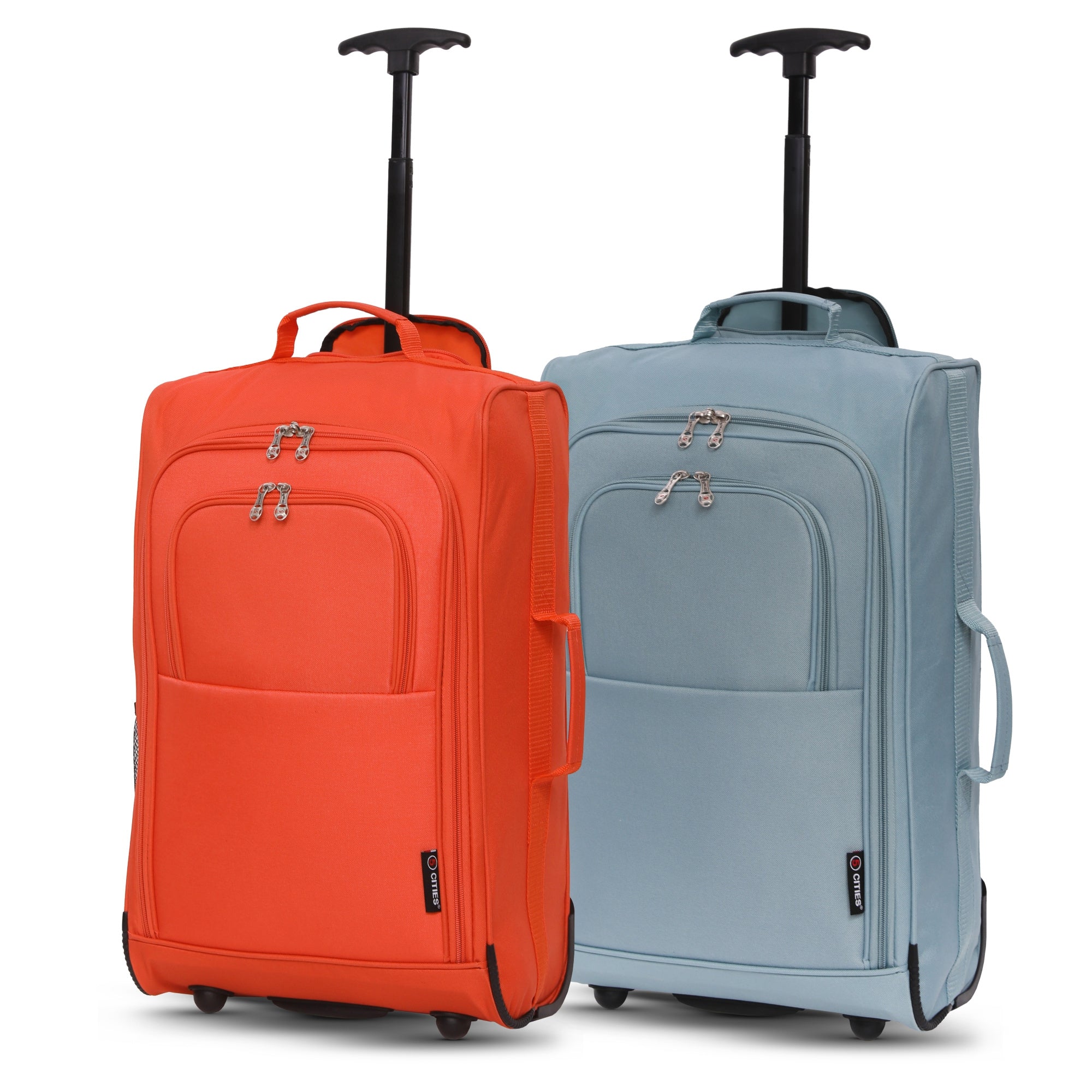 Luggage Set with Wheels, 55cm, Cabin Suitcase of Cities 21"/55cm Lightweight - Orange + Sage option